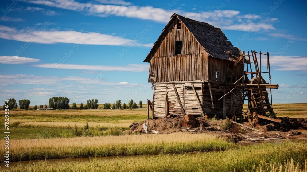 Fototapeta premium Vintage grain mill rustic and solitary