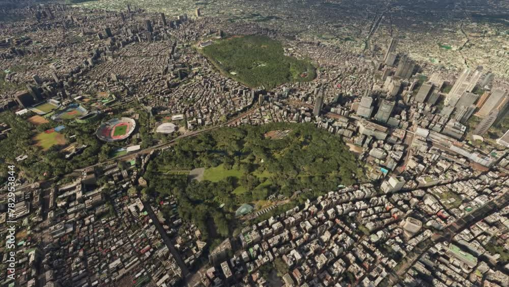 Top aerial shot of Shinjuku Gyoen National Garden in Tokyo. Japan Top aerial shot of Shinjuku Gyoen National Garden in Tokyo. Japan