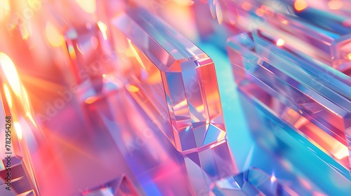 An abstract rendering of light emitter glass with holographic gradient texture. This design element can be used for banners, backgrounds, wallpapers, headers, posters or covers.