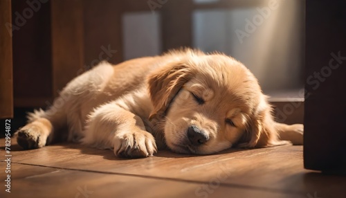 Golden Retriever Puppy Resting in Sunlight
