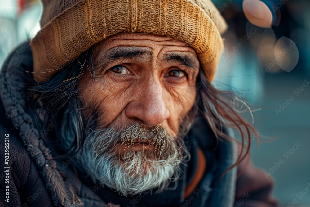 Homeless man in dirty clothes on the street Homeless man in dirty clothes on the street