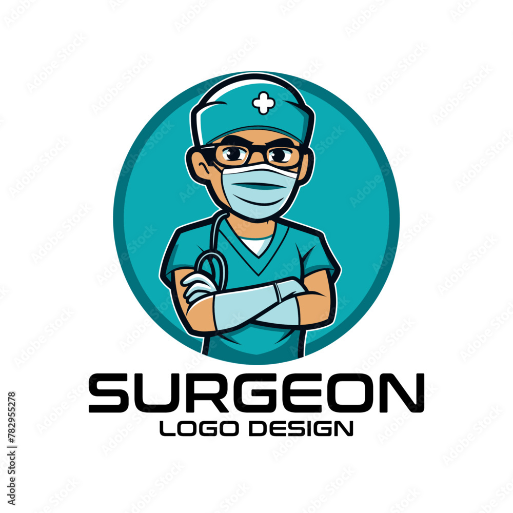 Surgeon Cartoon Vector Logo Design Surgeon Cartoon Vector Logo Design