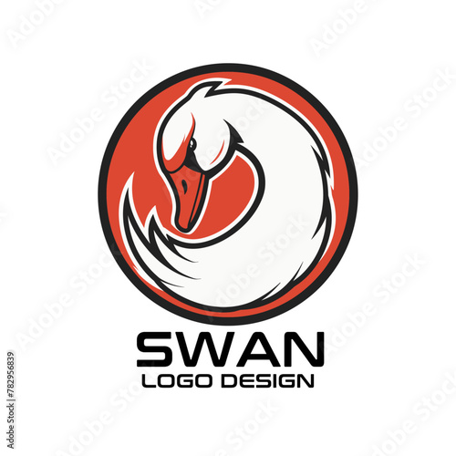 Swan Cartoon Vector Logo Design photo