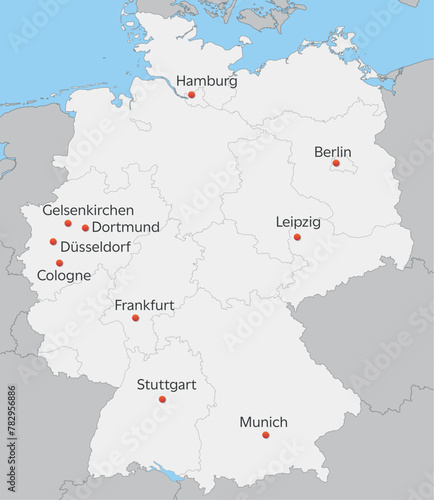map of Germany with soccer tournament 2024 host cities