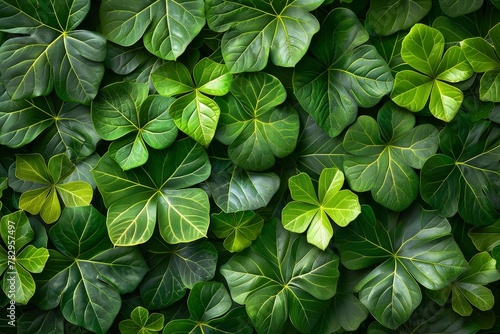 Overlapping vibrant green leaves create a compelling pattern full of detail and natural beauty