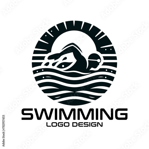 Swimming Vector Logo Design