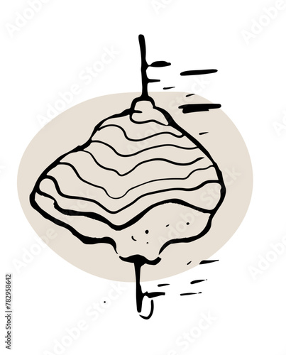 Chaga mushroom hand drawn illustration on white background. Edible mushroom icon. 