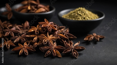 Anise on a black background.