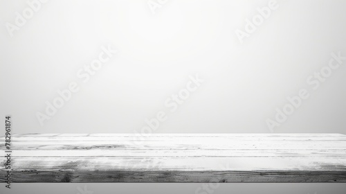 A wooden table against a white wall, suitable for various concepts