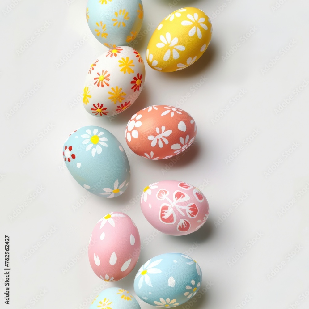 Colorful easter eggs on a white background. Perfect for Easter celebrations