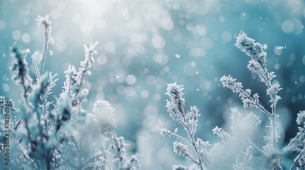 Close up of a plant covered in frost, suitable for winter themes Close up of a plant covered in frost, suitable for winter themes