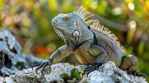 Iguana Basking on Sunlit Rocks Cold Blooded Lords of Their Domain photo