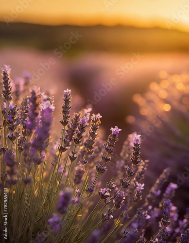 breathtaking beauty of lavender fields bathed in the warm glow of a setting sun