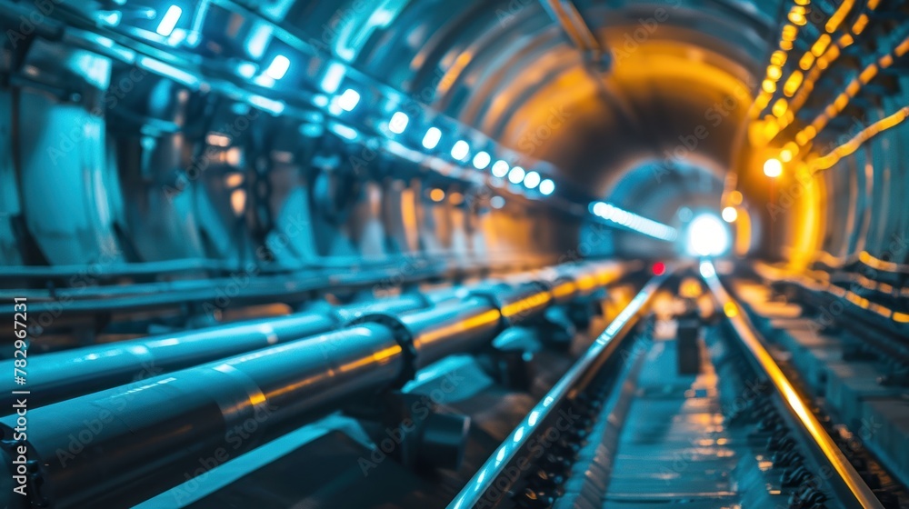 Soft focus and blurred lighting background of focus at engineer or technician control. Underground tunnel infrastructure. Soft focus and blurred lighting background of focus at engineer or technician control. Underground tunnel infrastructure.