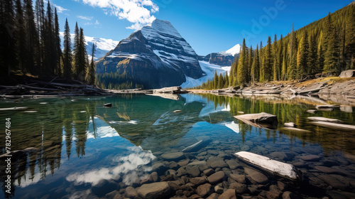 lake and mountains.