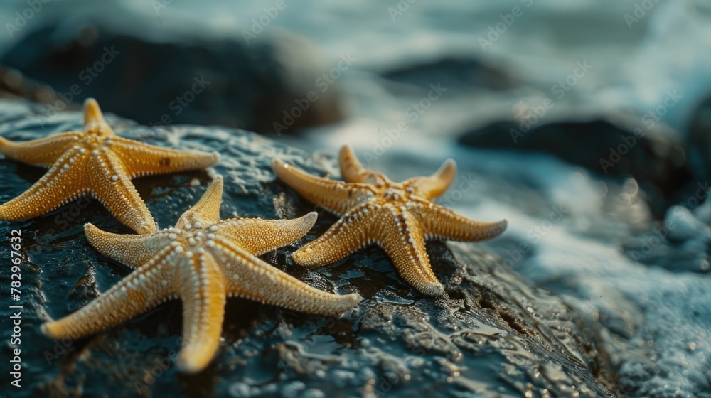 Starfish Clinging to Rocky Shore Gripping the Tidal World Starfish Clinging to Rocky Shore Gripping the Tidal World