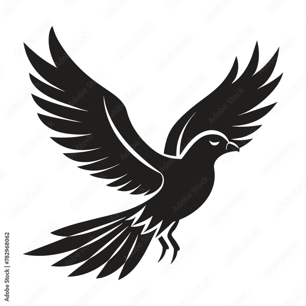 Fototapeta premium A silhouette flying bird black and white logo vector clip art