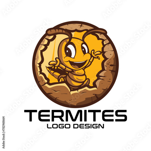 Termites Cartoon Vector Logo Design photo