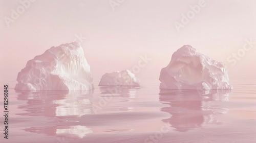 Serene Pastel Sunrise Iceberg Seascape