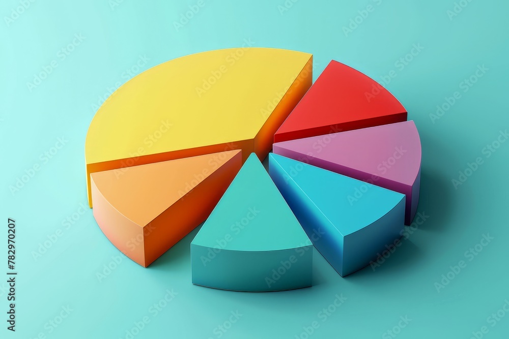 Obraz premium Colorful 3D Pie Chart Illustration for Business Data Analysis