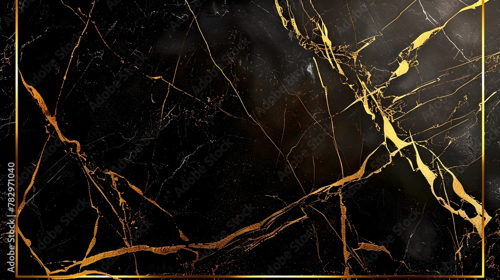 Elegant black marble texture with golden veins, luxury background design. Ideal for modern chic wallpapers and stylish surfaces. Image generated by AI.