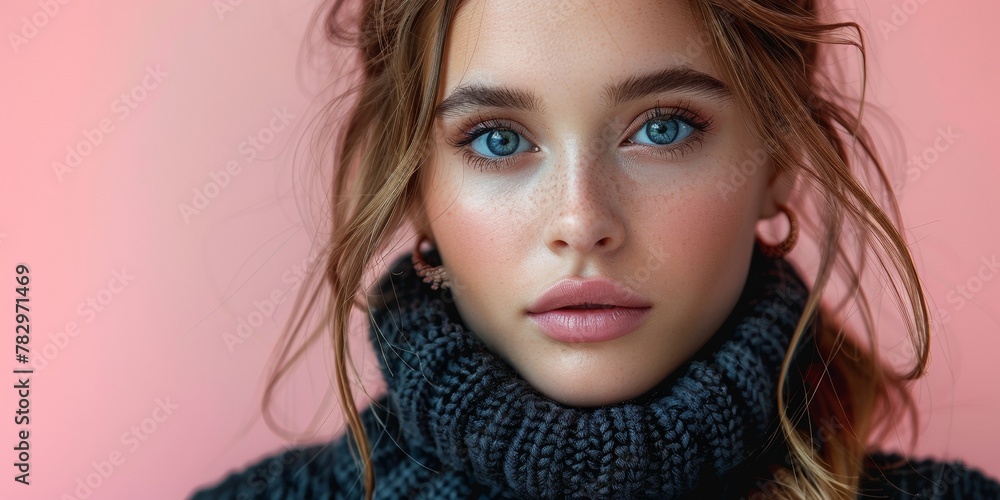 A stylish young woman with captivating beauty and flawless makeup, showcasing elegance and charm in her portrait A stylish young woman with captivating beauty and flawless makeup, showcasing elegance and charm in her portrait