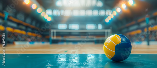 volleyball in blur modern court concept background photo