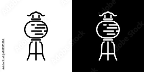 盆提灯のシンプルな線画アイコン
