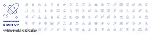 100 icons Start up collection. Thin line icon. Editable stroke. Start up icons for web and mobile app.