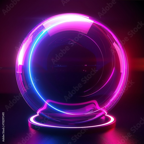 Sphere futuristic background with abstract geometric shapes and neon colors