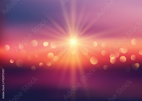 abstract gradient blur sunset landscape background with bokeh lights 