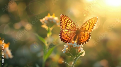 Captivating Butterfly Perched on Vibrant Wildflower A Moment of Natural Beauty and Grace