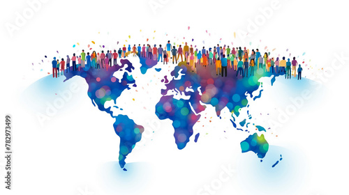 Diverse multiracial and multicultural group of people. Different ages and nationalities adult stay together. Tolerance community  ethnic company. Diversity concept. Flat vector cartoon illustration 