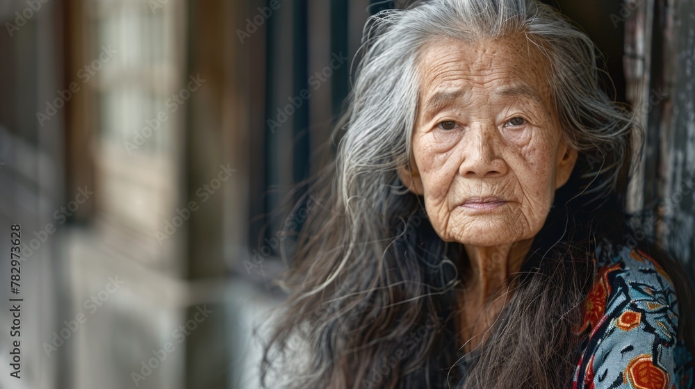 A woman with long hair leaning against a wall. Suitable for various lifestyle and fashion concepts A woman with long hair leaning against a wall. Suitable for various lifestyle and fashion concepts