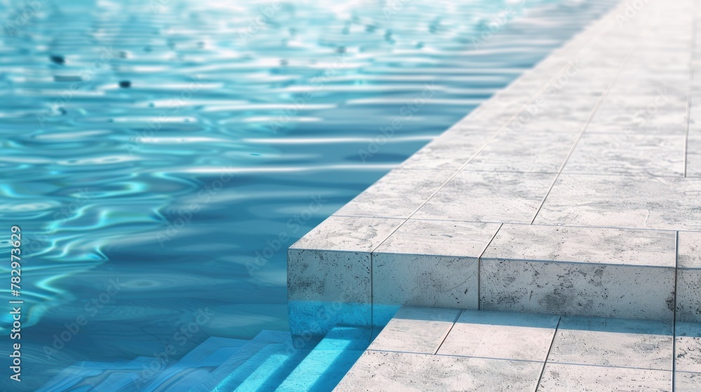 Obraz premium A pool with steps leading into the water. Ideal for summer and relaxation concepts