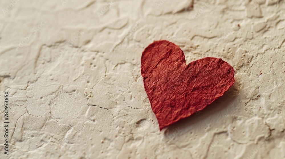 A simple red paper heart on a white background. Perfect for Valentine's Day decorations A simple red paper heart on a white background. Perfect for Valentine's Day decorations