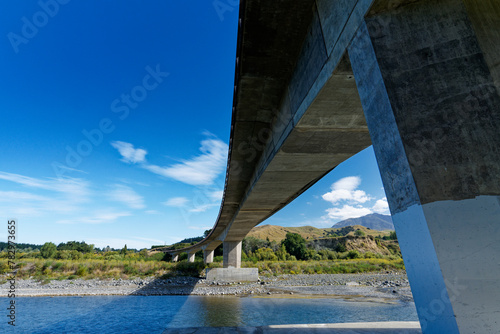 View across the Clarence River under the state highway 1 road bridge. photo