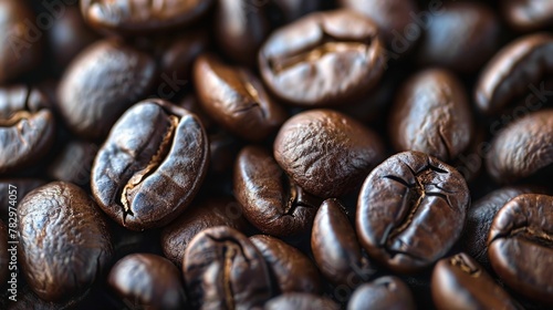 Captivating Closeup of Freshly Roasted Coffee Beans Revealing the Rich Essence of Caffeine
