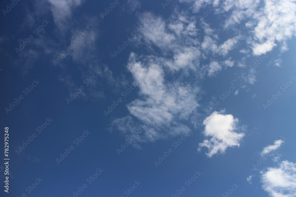 Fototapeta premium Summer blue sky cloud gradient light white background.