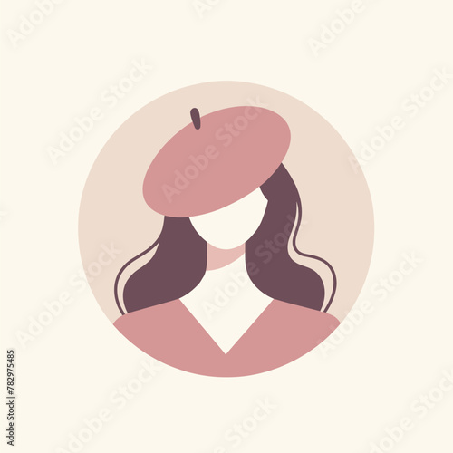 Silhouette of a woman with a beret in a vector illustration