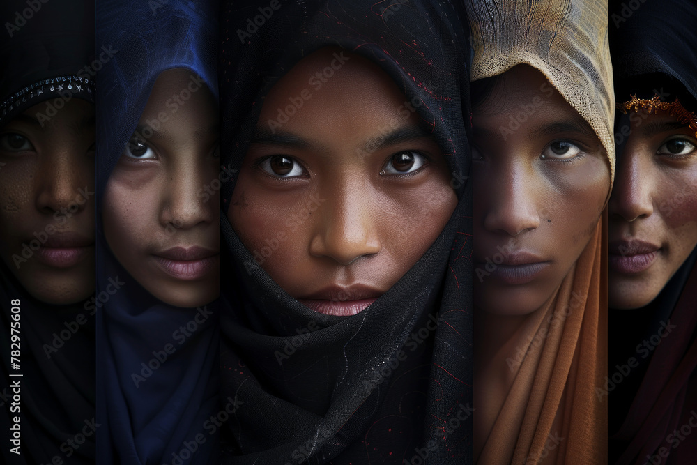Islam Women from different ethnic, wearing hijab Islam Women from different ethnic, wearing hijab