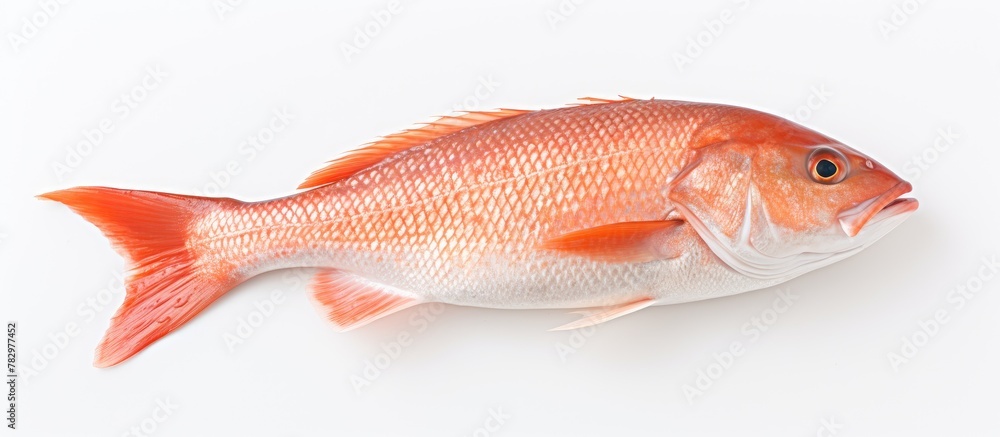 Fish resting on plain white surface Fish resting on plain white surface