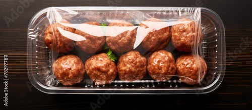 Plastic container filled wi...