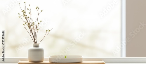 Table plant vase, window sill incense candle minimal tray good scent photo