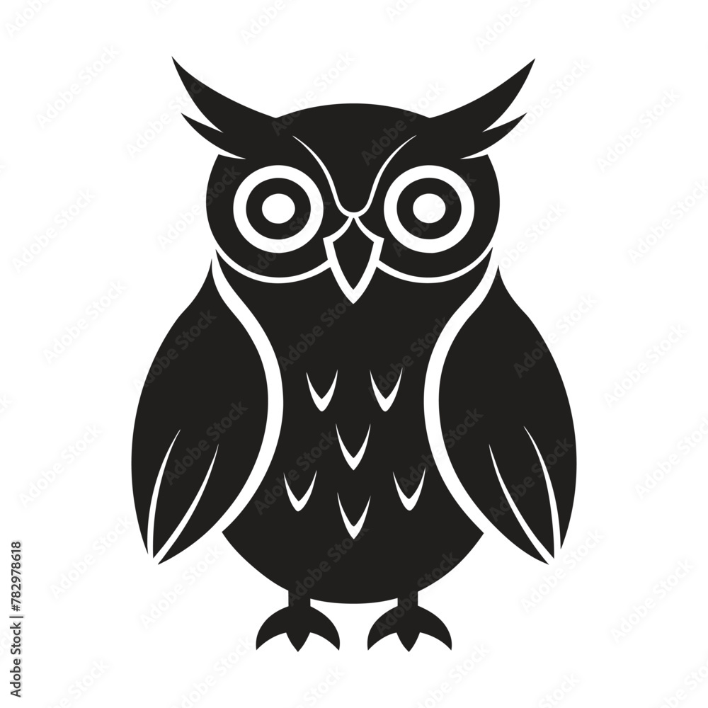 Fototapeta premium A silhouette owl black and white logo vector clip art
