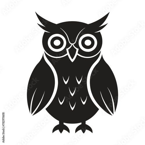 A silhouette owl black and white logo vector clip art