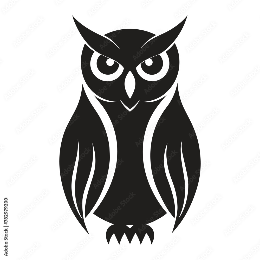 Fototapeta premium A silhouette owl black and white logo vector clip art