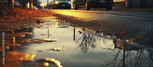 Puddle on Street After Rain