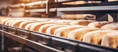 Conveyor belt with bread rolls