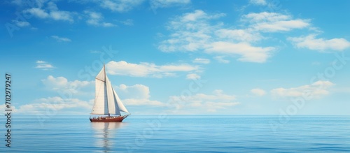 Sailboat navigating vast oc...